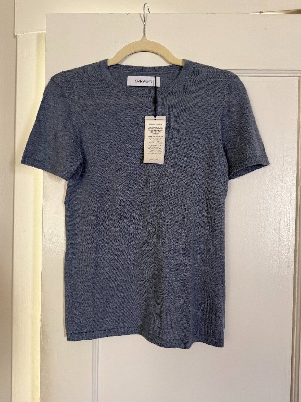 NWT SPRWMN Blue Cashmere Tee, sz S